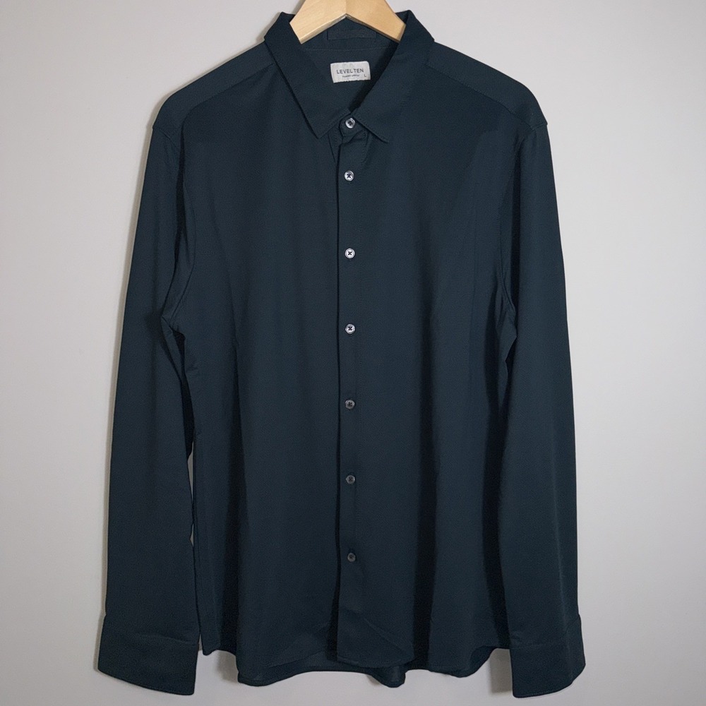 Level Ten Men's Four-Way‎ Stretch Long Sleeve Performance Shirt Large Green NWOT